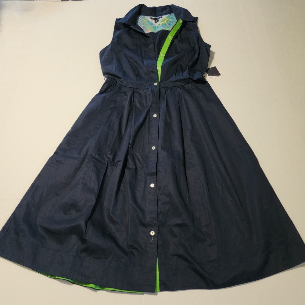 Tommy Hilfiger Navy Blue Sleeveless Midi Dress Size 2 - Picture 2 of 10